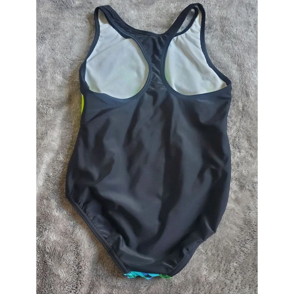Speedo Girl’s 14 Swimsuit One-Piece Green Black
